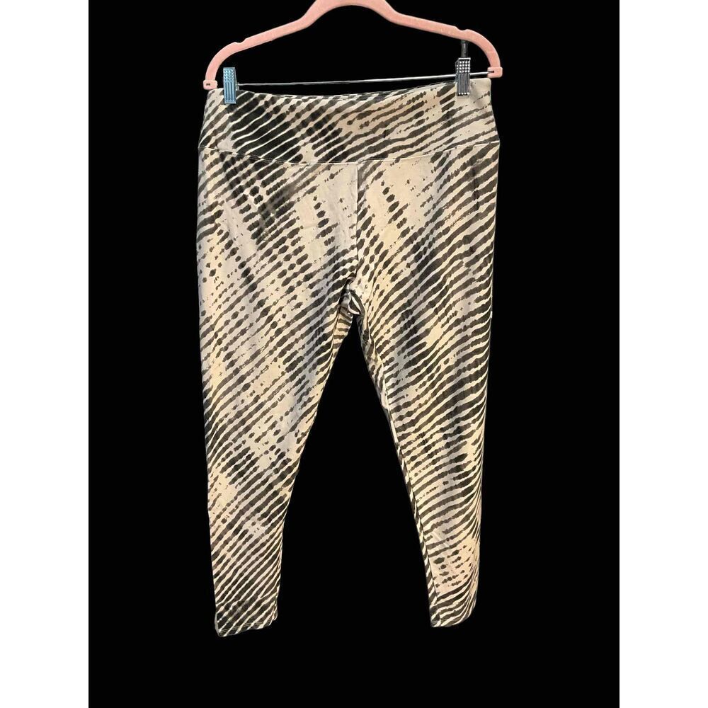 Soft Surroundings Womens Sage Green Cream Patterned High-Waisted Leggings Size L